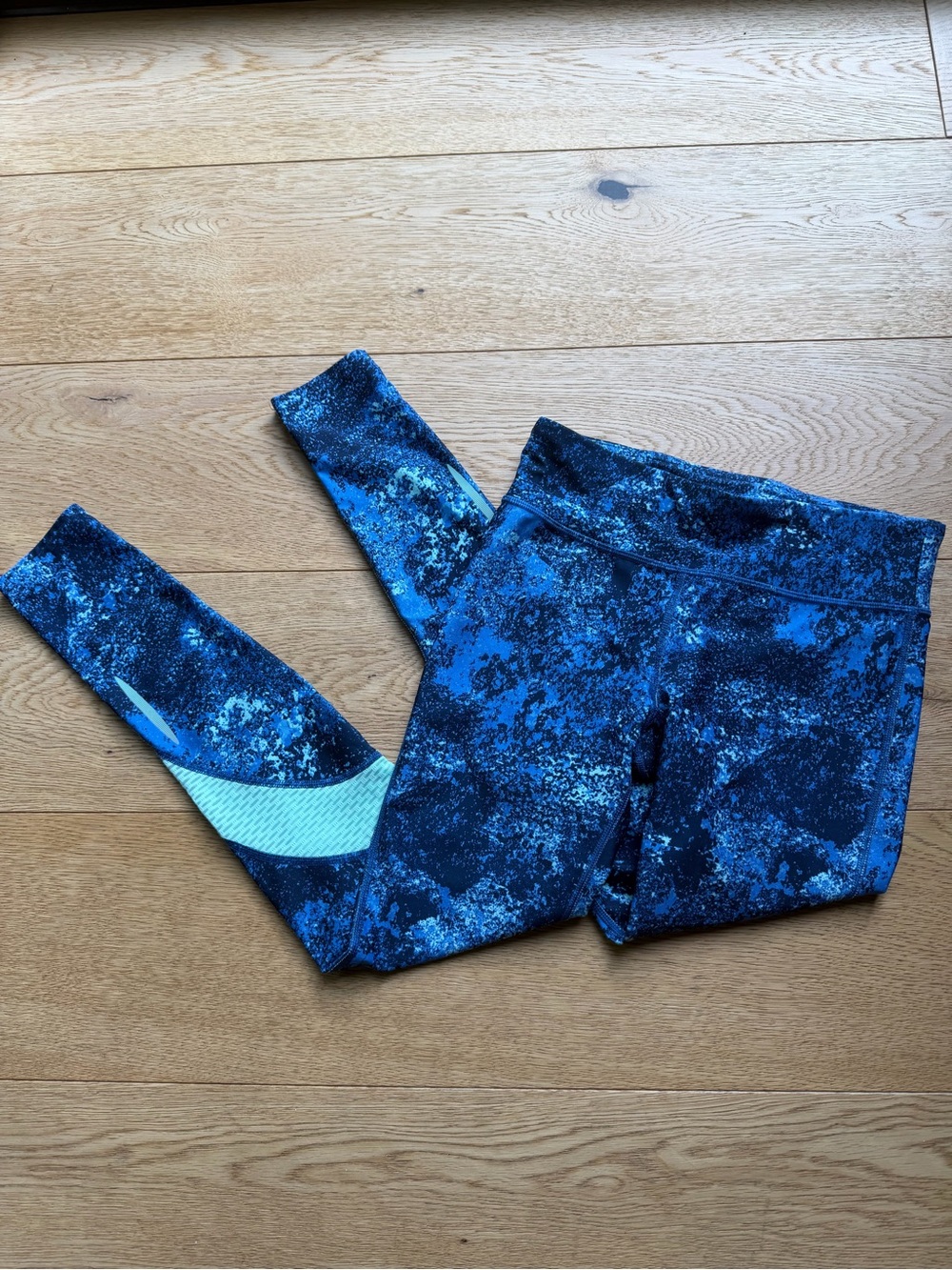 Under Armour Blue Printed Leggings Compression, Heat Gear - S
